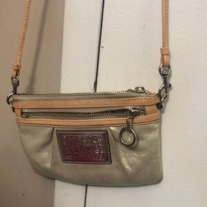 Coach Beige and Tan Leather Crossbody Bag